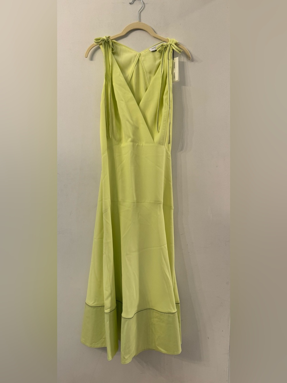 NWT Proenza Schouler Size 6 Lime Green Tie-Shoulder Maxi Dress